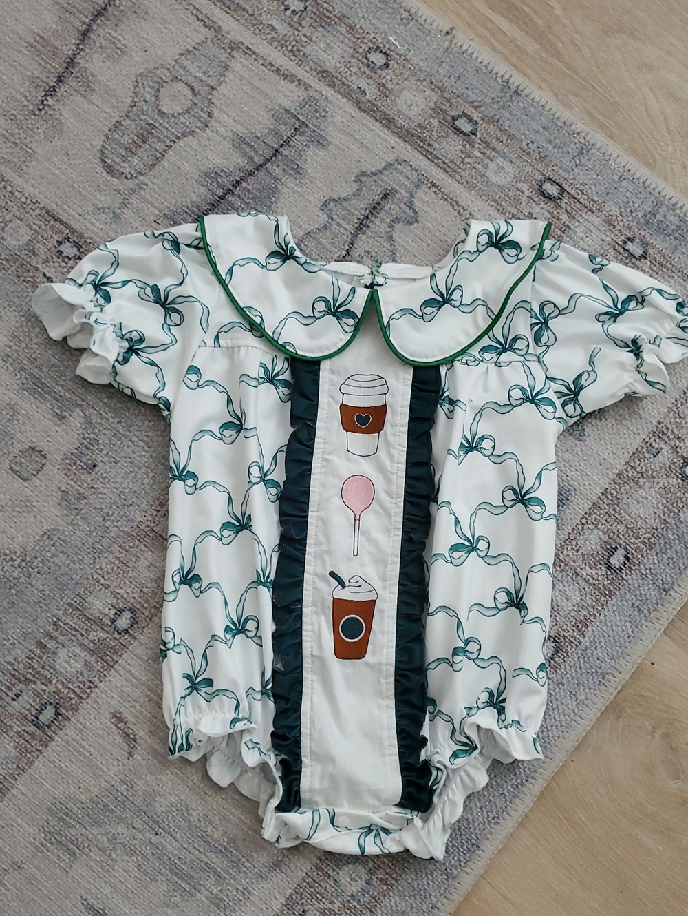 Boutique Toddler Girl Starbucks Coffee Cake Pop Romper Bubble Sz120